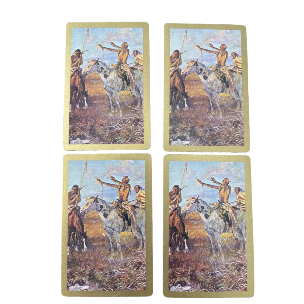 Vintage Playing Card Games One Size Gold White Western Cowboy